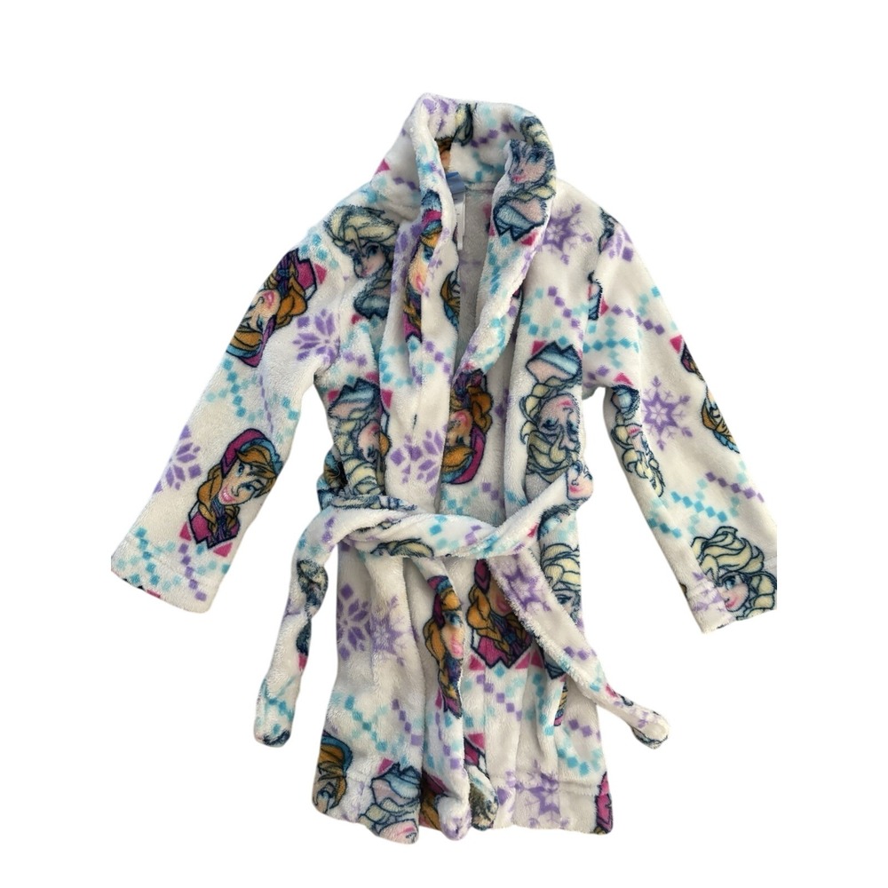 Disney Girls White & Purple Frozen Plush Robe